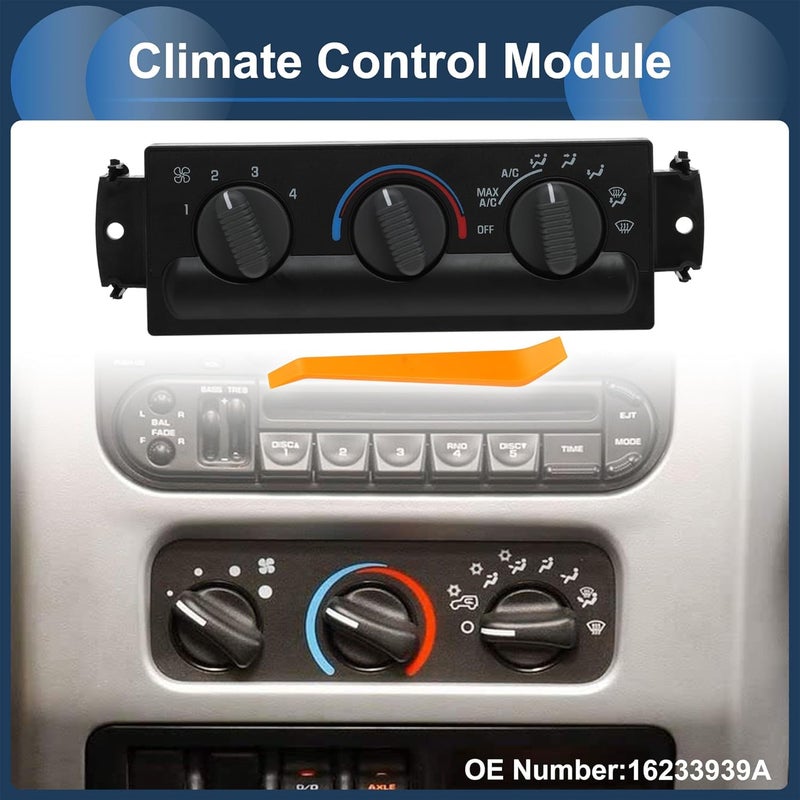 SWITCHRISE No.16233939A Climate Control Module with Removal Tool for Chevrolet S10 for GMC Sonoma Heater A/C Climate Control Panel Black - Image 2